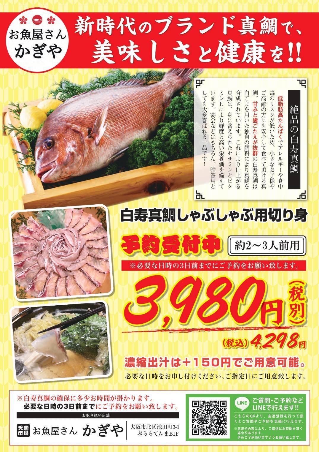 白寿真鯛しゃぶしゃぶ用切り身予約受付中2025年